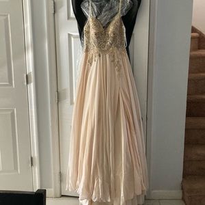 LuLu’s Luxe Bridal Open My Heart Cream Beaded Lace-up Maxi Dress